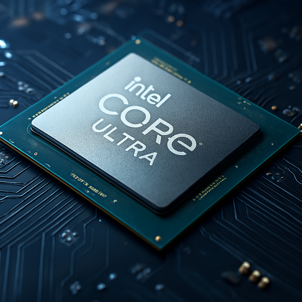 Laptop powered by Intel Core Ultra Processors rendering AI-generated artwork