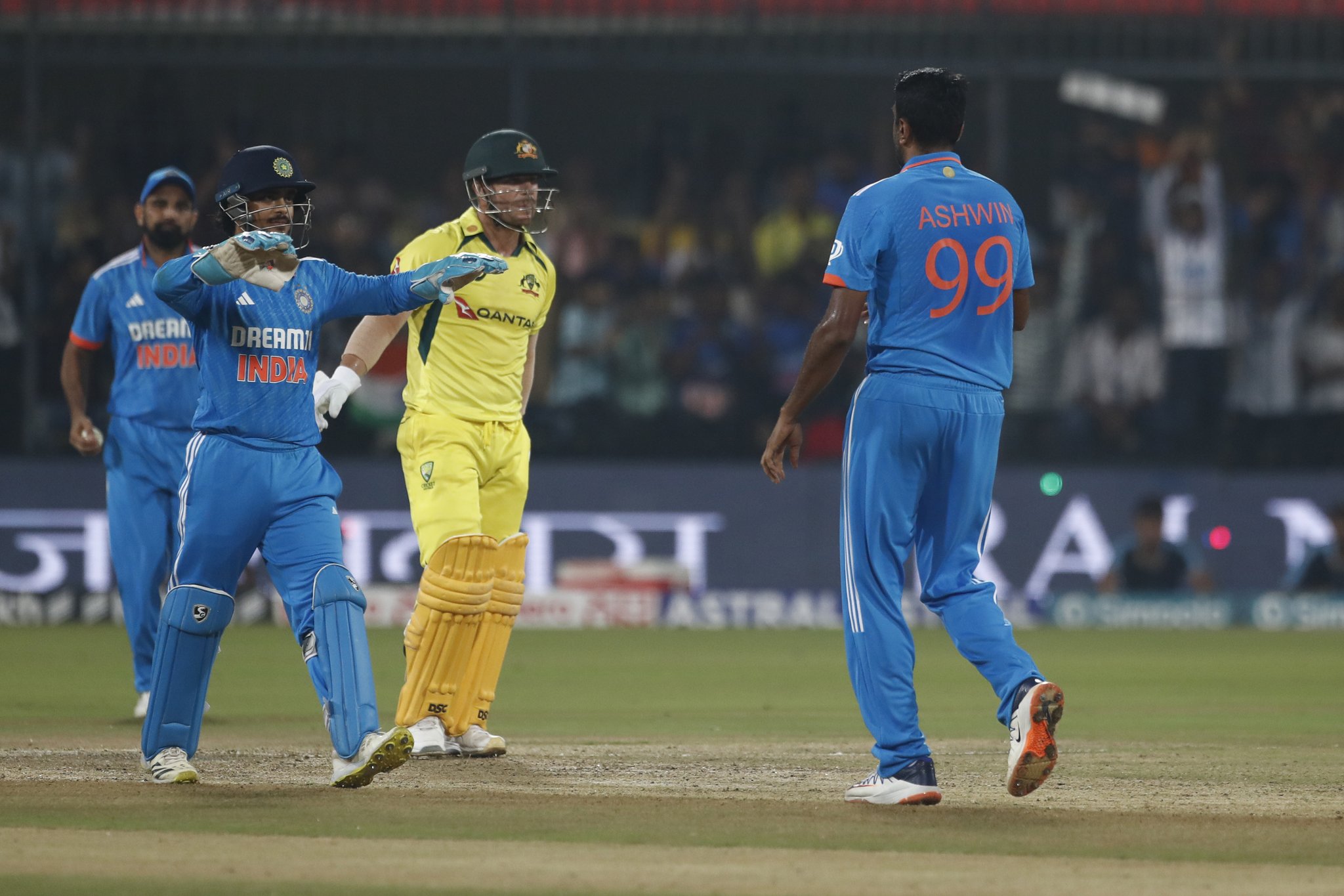 Players celebrating during IND vs AUS rivalry match