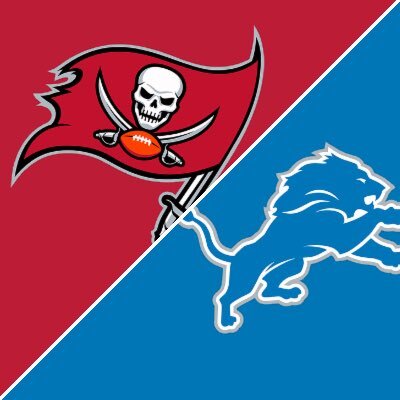 Lions vs Buccaneers players battling on the football field during an intense NFL matchup