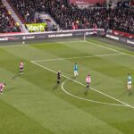 Players in action during the Brentford vs Liverpool Premier League match.