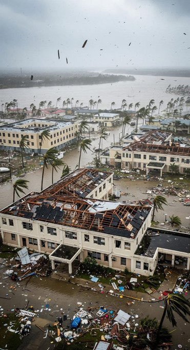 Devastated coastal homes in Jamaica caused by Hurricane Melissa storm
